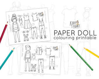 Paper Doll Printable | STARTER KIT | Craft Kit | Birthday Party | Adult Colouring Sheet | Modern Paper Doll | Printable | Quarantine Craft