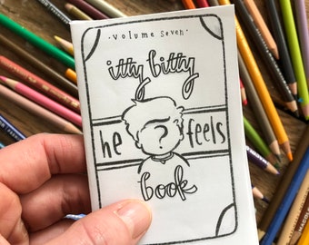 Mini Colouring Book | Itty Bitty HE FEELS Book | Adult Colouring Page | Kids Colouring | DIY Kids craft | beach craft
