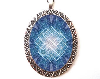 Fractal Geometric Necklace Pendant Trippy - Psychedelic Festival Fashion - EDM Rave Burning Man Electric Daisy Carnival - Sacred Geometry