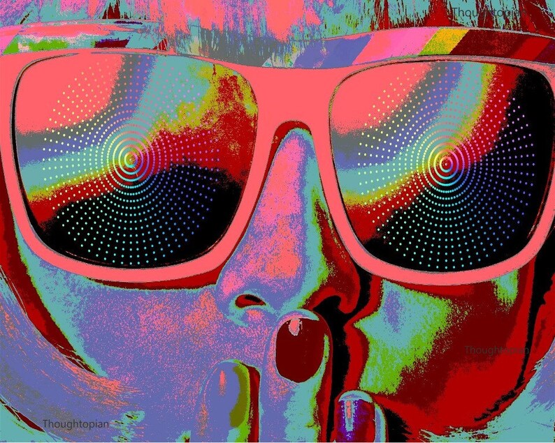 Sunglasses Trippy Art Print 8 X 10 Psychedelic Visionary Etsy