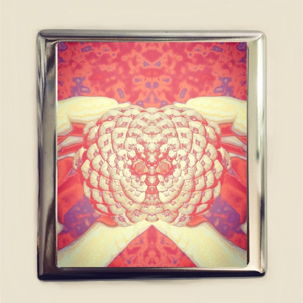 Psychedelic Pine Cone Cigarette Case Business Card ID Holder Wallet Trippy Festival Art Pineal Gland Third Eye