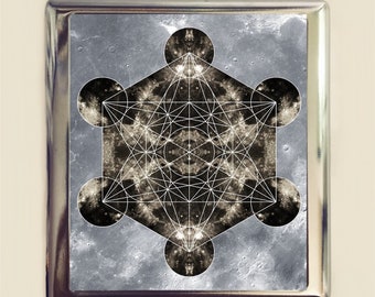 Metatron's Cube Cigarette Case Business Card ID Holder Wallet Psychedelic Sacred Geometry Geometric Trippy Festival Accessory