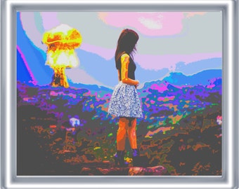 Psychedelic Apocalypse Art Print 8 x 10 – Atomic Bomb Girl - Apocalypse Pop Art – Surrealism – Surreal - Atom Bomb - Apocalyptic
