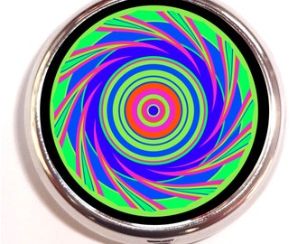 Trippy Swirl Target Pill box Pillbox Case Holder - Visionary Pop Art - For Music Festival - Rave - EDM - Fractal Pop Art - Psychedelic Art