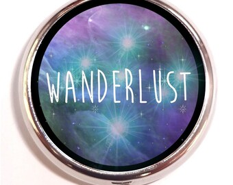 Wanderlust Pill box Pillbox Case Holder - Psychedelic Trippy Hippie - Cosmic Galaxy Universe Metaphysical - Travelling Adventure Free Spirit