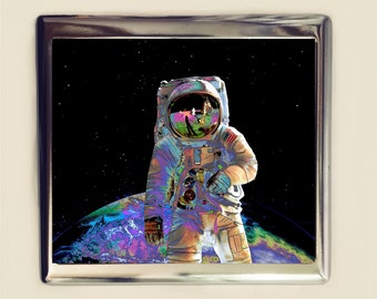 Trippy Astronaut Cigarette Case Business Card ID Holder Wallet Psychedelic Outerspace Outer Space Universe