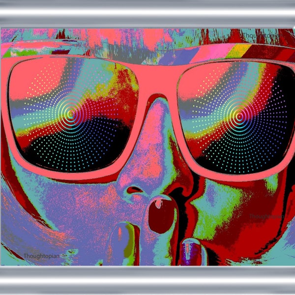 Sunglasses Trippy Art Print 8 x 10 – Psychedelic - Visionary - Festival Art - Rave - EDM - Pop Art - Bright Colors - Music Fest