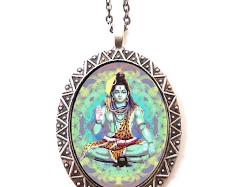 Shiva Hindu Necklace Pendant Psychedelic Trippy Visionary Art - Festival Art Spiritual Metaphysical Hippie - Hinduism Diety the Destroyer
