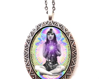 Gypsy Boho Occult Necklace Pendant Psychedelic Visionary Pop Art - Festival Art Spiritual Metaphysical Hippie - Occult New Age Cosmic Energy