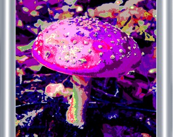 Psychedelic Mushroom Art Print 8 x 10 – Music Festival Art - Magic Shrooms - Pop Art - Hippie - Visionary Surreal