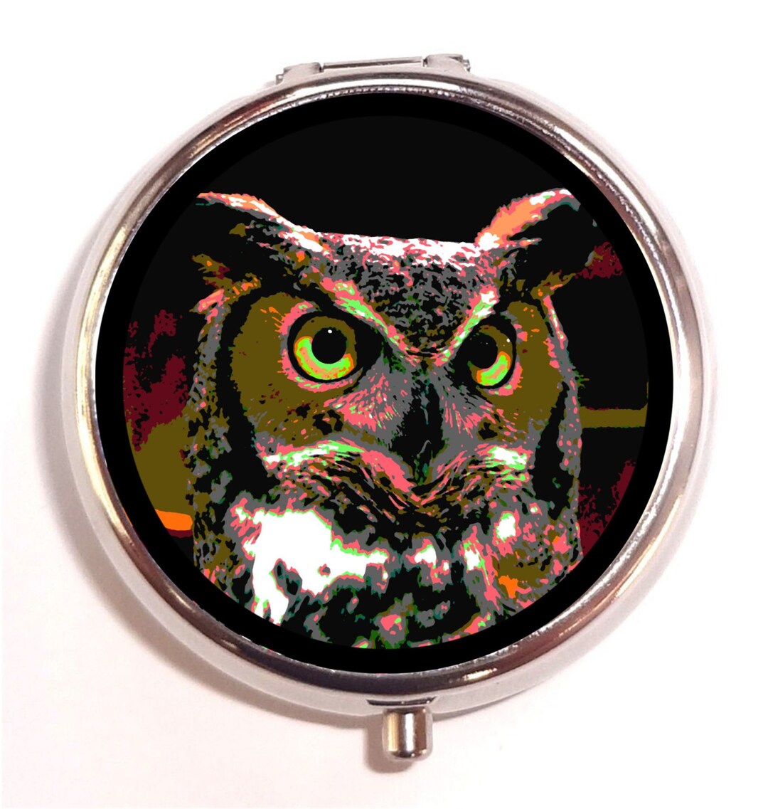 Psychedelic Owl Pill Box Pillbox Case Holder visionary Pop - Etsy
