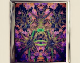 Mystical Eye Flower Cigarette Case Business Card ID Holder Wallet Trippy Psychedelic Mirroring All Seeing Eyes Surreal