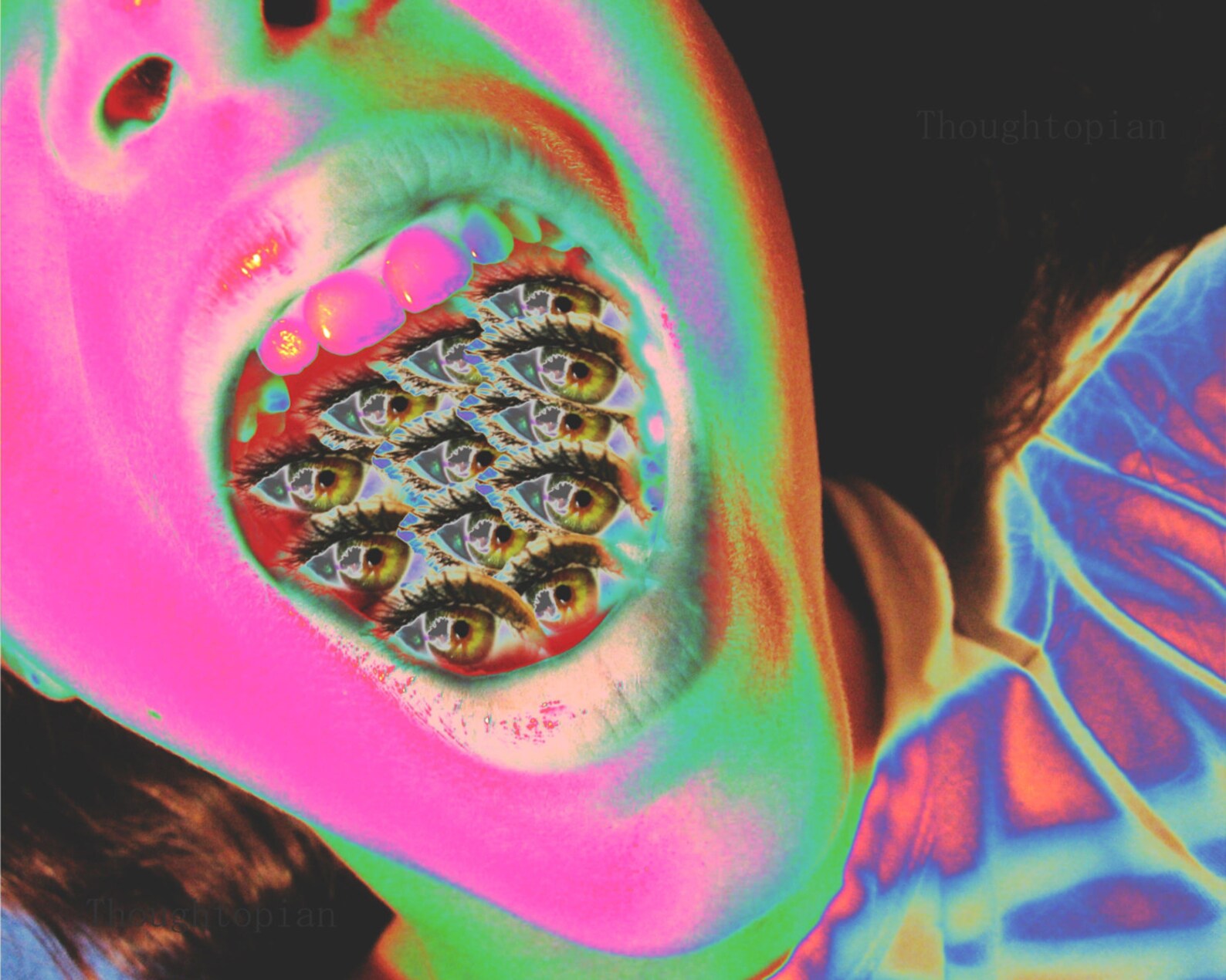 Eyes in Mouth Art Print 8 X 10 Surreal Open Mouth Filled Etsy