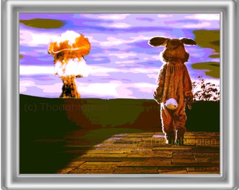 Surreal Rabbit Art Print 8 x 10 – Atomic Bomb – Visionary Art – Apocalyptic – Pop Art – Surrealism – Bunny Man