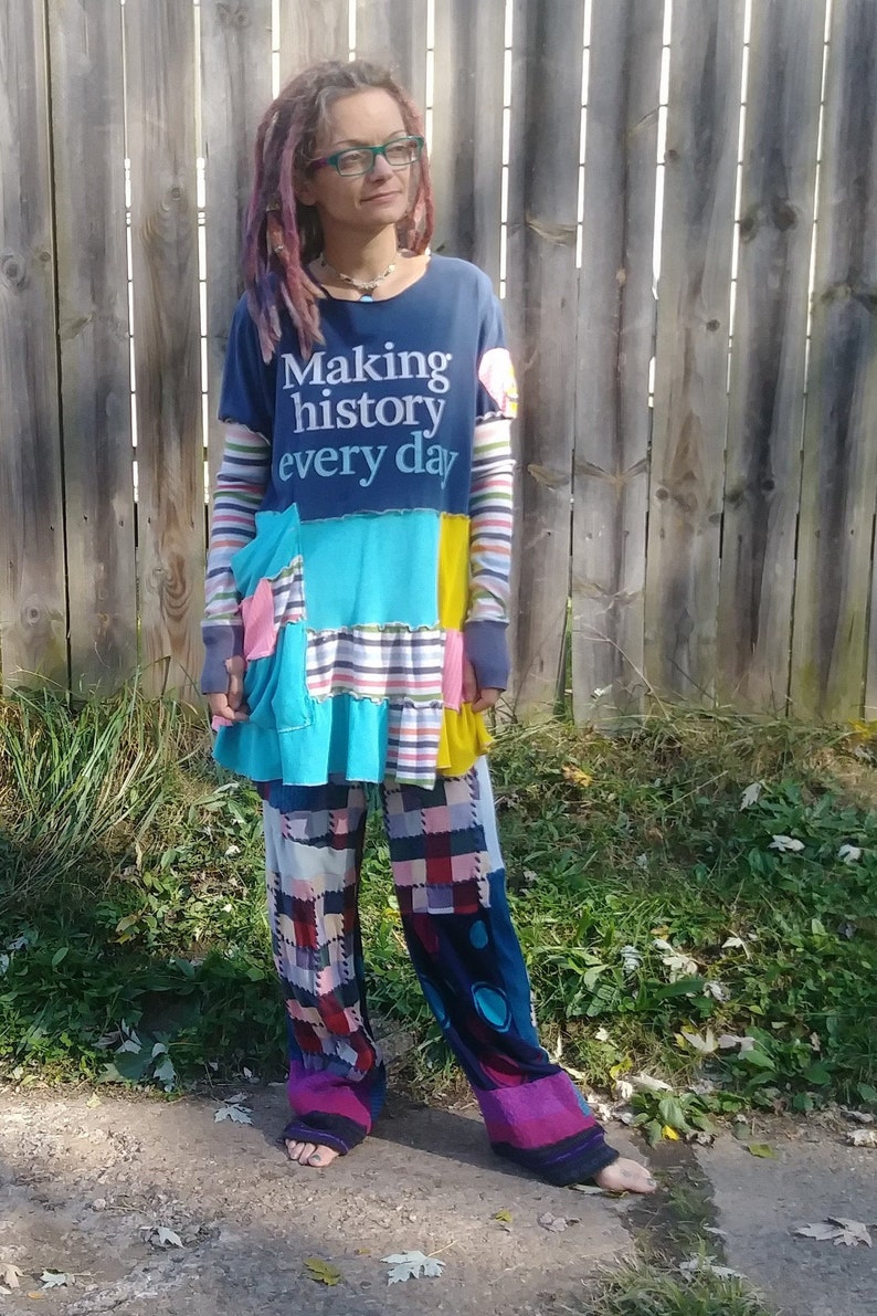 Handmade Patchwork Sweater Pants Checkered Sweater Pants Upcycled Womens Swants Upcycled Womens Patchwork Sweater Pants