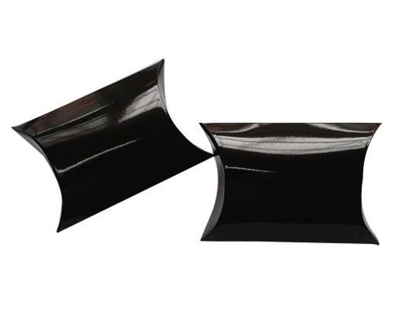 Glossy Lamination 100pcs Small Black Shinny Jewellery Gift Pillow Box Favor Boxes 8.5x6.5cm 3.3x2.6