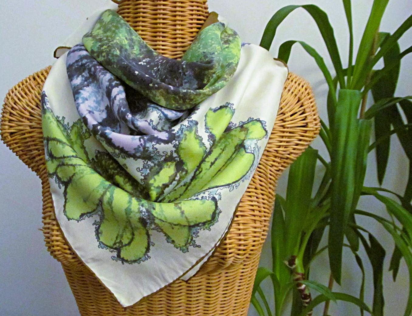 Foulard Baccara La Joconde 100% Soie - Vintage Marron - Très Bon état