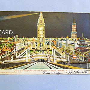 1900s Coney Island Park, Vintage NY Postcard, Dreamland by Night, Undivided Back, New York View, Unposted Condition, Read Description Below