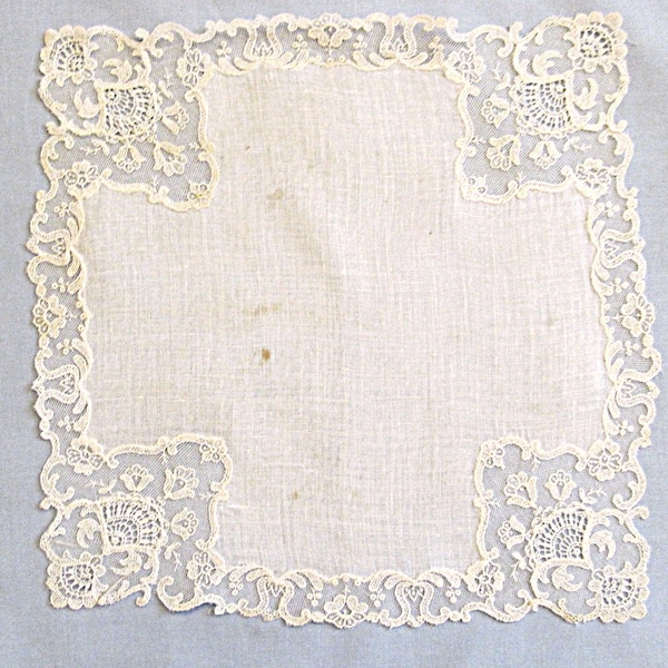 REDUCED  Lacy Handkerchief, Fine White Linen, Intricate Lace, Wedding Hanky, Mother of Bride, Gift or Collection, Please Read Description
