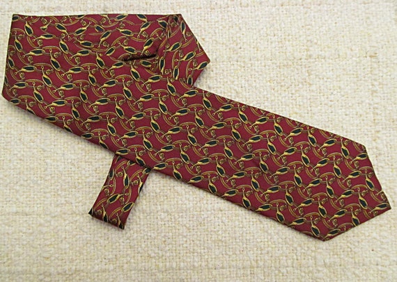 Vintage Burberrys Necktie, Gold Belt Buckle Desig… - image 1