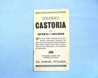 1890s Advertising Leaflet, Pitcher’s Castoria, Vintage Patent Medicine for Children, Remedy for Stomach and Bowels