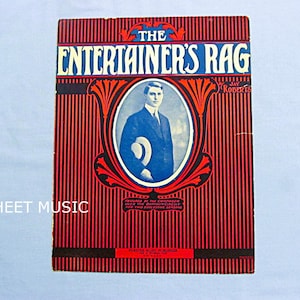 1912 Sheet Music, ’Entertainer’s Rag’, Ragtime Piano Solo, Jazz Tempo, Jay Roberts Composer, Large Size, Vaudeville Orpheum, Some Damage
