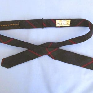 Vintage Navy Plaid Narrow Bow Tie, All Wool Made in England, Adjustable Tie-it-Yourself