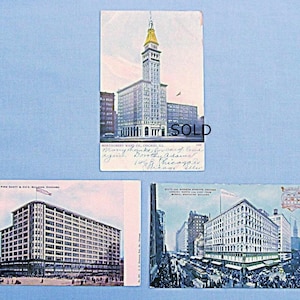 1909 Chicago Stores Postcards, Carson Pirie Scott, Mandel Brothers, Vintage City Buildings, Illinois Shopping, Please Read Description Below