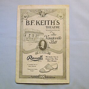 1920s Theatre Playbill,  Vaudeville Acts, Keith’s Theatre, Washington DC, June 1926 Program, Vintage Advertising. Read Description Below