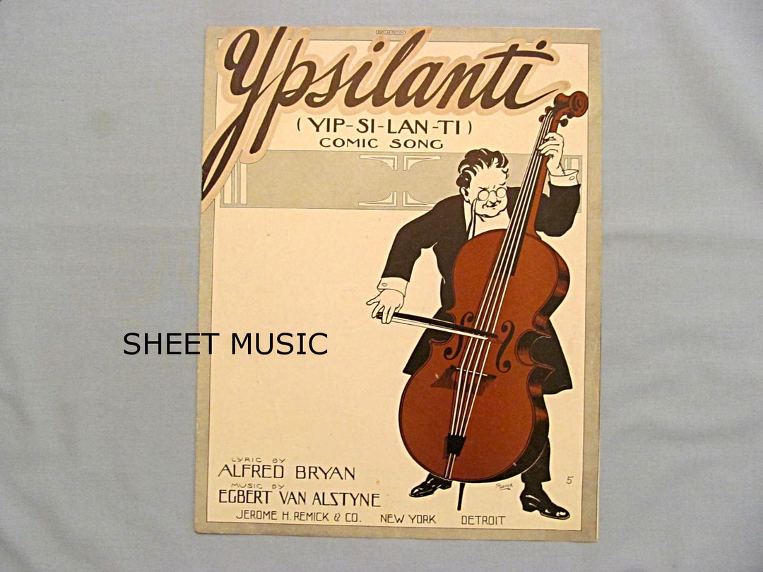 1915 Sheet Music, Comic Song ypsilanti, Pronunciation Instruction
