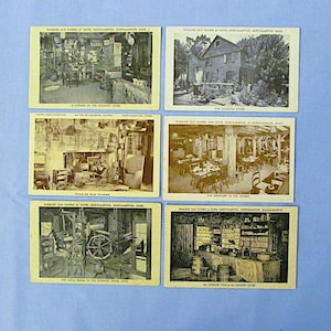 6 Vintage Postcards, Wiggins Old Tavern at Hotel Northampton Massachusetts, Colonial Interior Decor, 1930s Advertising, Very Good Condition
