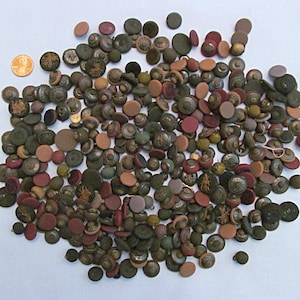 Large Lot of Over 200 Vintage Buttons, Fabric and Thread Buttons, All Dark Colors and Small Sizes