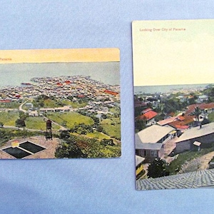 Two 1910s Postcards, Panama City, Aerial Views, Birds Eye Views, Unposted Divided Back Cards, Glossy Finish, Before Canal, Good Condition