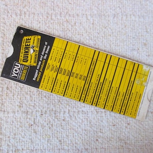 1960s Quikrete Concrete and Mortar Mix, Pull-Out Cardboard Calculator, Slide Chart