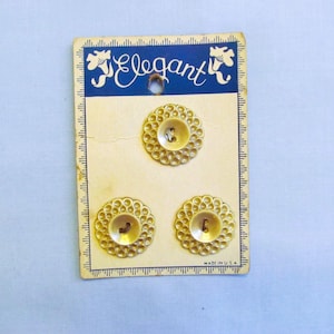 Three Pearlized White Buttons, Original ‘Elegant’ Card, 1940s Vintage, White Plastic With Pearl Lustre Finish, Please Read Description Below