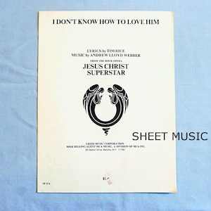 Vintage Sheet Music, Theme for Easter, 1970s Musical, ‘Jesus Christ Superstar’, &#39;I Don’t Know How to Love Him’, Religious Rock Opera