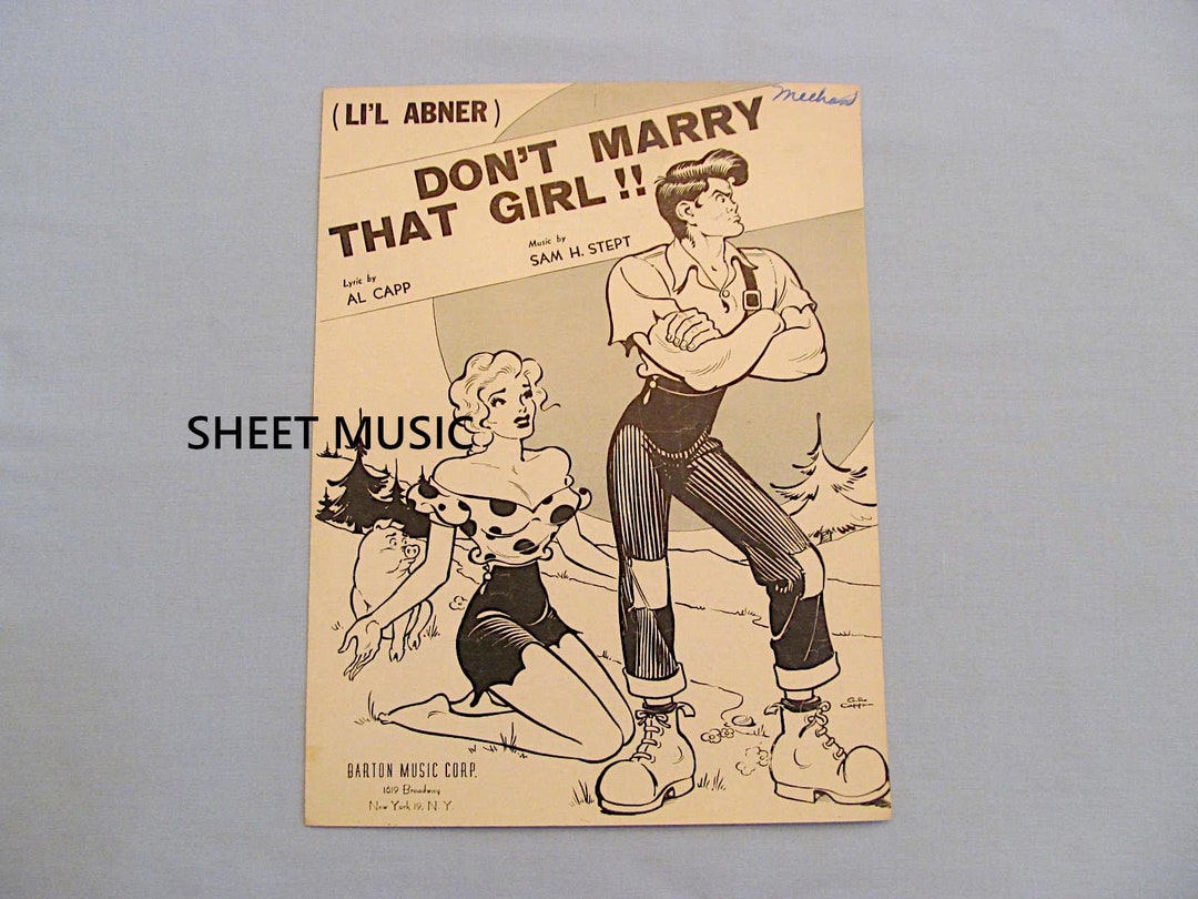 Vintage Sheet Music, Lil Abner and Daisy Mae Cartoon, 'don't