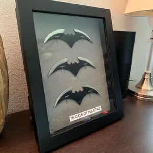 Emergency Batarangs Wall Mount Display - 3 Comic / Animated Style Black Steel Batarang
