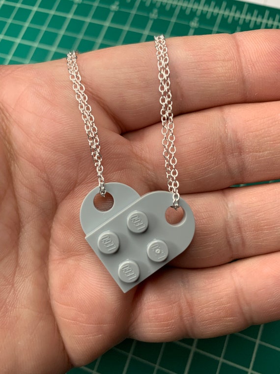 BFF 2 Piece Heart shaped With 2 Silver Plated Necklace Chains Made