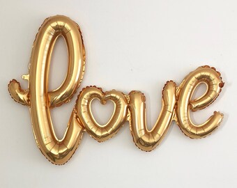 Love Balloon Gold Love Balloon Gold Balloons Gold Love Balloon Bridal Shower Wedding Decor Gold Wedding Gold Bridal Shower Gold Balloons