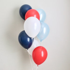 Red White Blue Latex Balloons Rookie of the Year Party America Party Military Homecoming Balloons Baseball Party Baseball Balloons Red Party