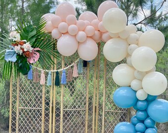 Gender Reveal Balloon Garland Kit Neutral Boho Bridal Shower Baby Shower Boy Girl Party Balloons Cameo White Sand Blue Slate Muted Boho