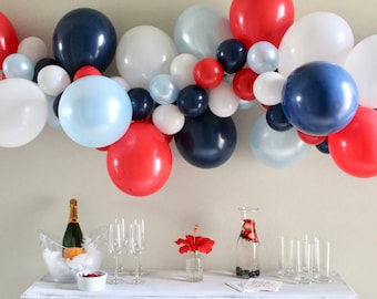 Balloon Garland Red White Blue Balloons Patriotic Balloons Rookie of the Year Garland Baseball Party Balloons DIY Balloon Garland America