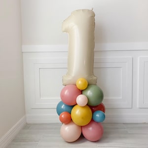 Boho Rainbow Balloon Tower Kit Boho Rainbow  Party Burnt Orange Mustard Blush Sage Slate Cameo Retro Balloon Stack First Birthday Modern