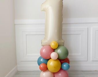 Boho Rainbow Balloon Tower Kit: First Birthday Party Decor