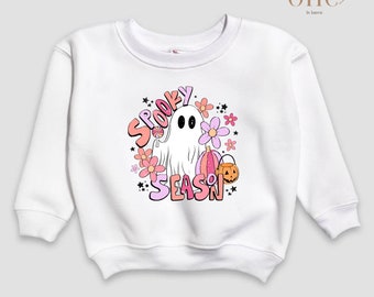 Spooky Season Kids Sweatshirt Halloween Sweater Toddler Halloween Shirt Retro Halloween Shirt Fall Sweatshirt Ghost Crewneck For Kids