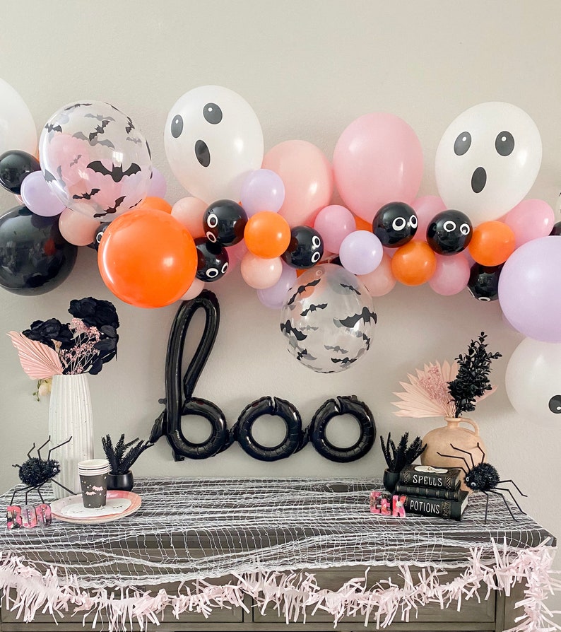 Halloween Balloon Garland Pink Halloween Party Boo Im Two Spooky One Two Spooky Pastel Halloween Party Boo Balloons Pastel Halloween Balloon image 1