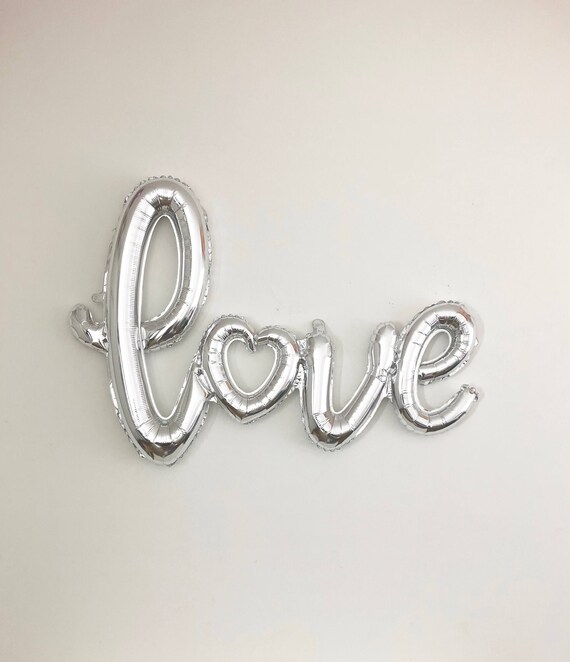 silver love balloons
