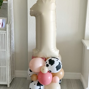 Cowgirl Balloon Tower Kit Farm Party First Rodeo Nash Bash Cow Print Balloon Last Rodeo Pink Cowgirl Party YeeHaw Balloons Moo I’m 2 Cow