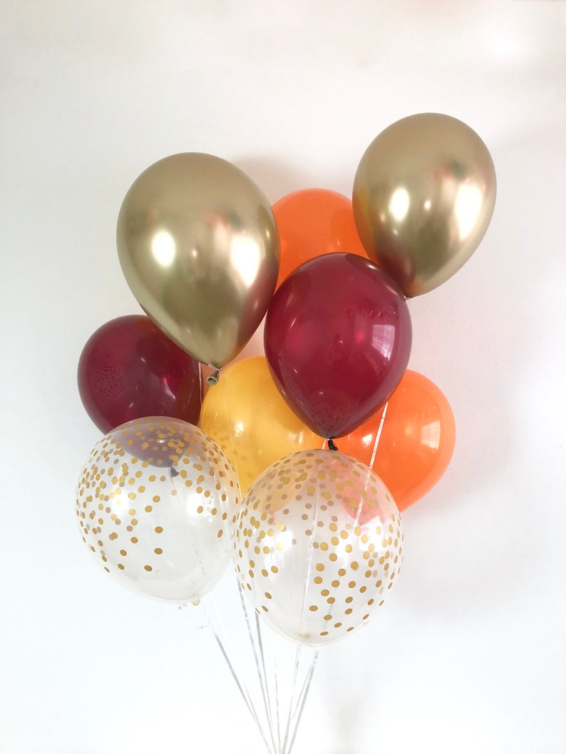 Burgundy Chrome Gold Goldenrod Orange Latex Balloons Fall Balloons Fall in Love Fall Bridal Shower Farm Party Pumpkin Party Burgundy Balloon image 1